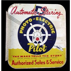 Tin flange sign, Photo Electric Pilot Steering Mech