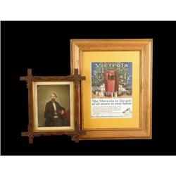 1 lot, 2 pieces Color enhanced photo and Victrola ad