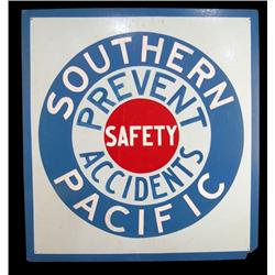 Southern Pacific Safety sign on masonite  33 x 35 