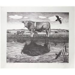 Monte Dolack, "The Sacred Cow," print, 20" x 23"