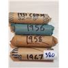 Image 1 : 4 FULL ROLLS OF FIVE CENT COINS (1951 COMM, 56, 58, 67)