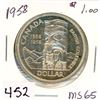 Image 1 : ONE DOLLAR COIN (CANADA) *1958* (SILVER)
