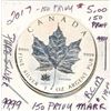 Image 1 : FIVE DOLLAR COIN (CANADA) *2017* (1 OZ 99.99 FINE SILVER) *MAPLE LEAF*