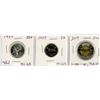 Image 1 : LOT OF 3 CANADIAN COINS (1957-5 CENT, TWENTY FIVE CENT, 2019 TWO DOLLAR COIN)