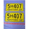 Image 1 : PAIR OF 1952 MANITOBA LICENSE PLATES