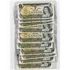 Image 1 : LOT OF TEN-ONE DOLLAR BILLS (CANADA) *1973* (SEQUENCIAL SERIAL NUMBERS)