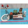Image 1 : LOT OF ASSORTED ITEMS INCLUDING CANDLE HOLDER, POCKET FISHERMAN SPIN CASTING OUTFIT, ETC.