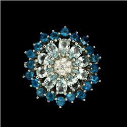 Natural Rare Brazil Blue Apatite & Aquamarine Ring