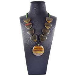 Natural Tiger's Eye Hand-Made Diamond Polished Necklace