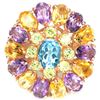 Image 2 : Natural SWISS BLUE TOPAZ PERIDOT AMETHYST CITRINE Ring