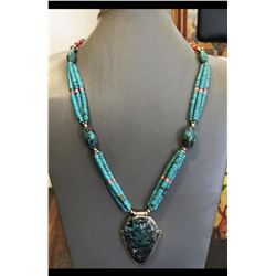 Tibet Hand Made Natural Turquoise & Coral Necklace