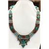 Image 1 : Tibet Hand Made Natural Turquoise & Coral Necklace