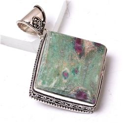 GORGEOUS NATURAL 68 CT RUBY ZOISITE PENDANT