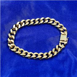 HUGE 48 GRAM 14 KT GOLD PLATED LINK  BRACELET