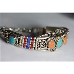 Tibet Hand Made Turquoise & Coral Bracelet