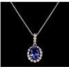 Image 2 : 2.37 ctw Tanzanite and Diamond Pendant With Chain - 14KT White Gold