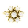 Image 1 : 10k Solid Yellow Gold 7 Round Akoya Pearl Cluster Ladies Dinner Ring