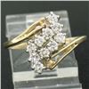 Image 7 : 14k Two Tone Gold .52 ctw Bypass Style Prong Set Diamond Wave Cluster Ring