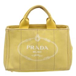 Prada YellowCanvas Small Canapa Tote Bag