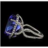 Image 3 : 17.09 ctw Tanzanite and Diamond Ring - 14KT White Gold