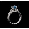 Image 4 : 2.25 ctw Blue Zircon and Diamond Ring - 18KT White Gold