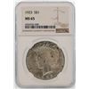 Image 1 : 1923 $1 Peace Silver Dollar Coin NGC MS65