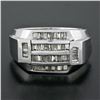 Image 2 : Large Mens 14K White Gold 1.10 ctw Tapered & Straight Baguette Diamond Band Ring