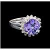 Image 1 : 14KT White Gold 4.76 ctw Tanzanite and Diamond Ring