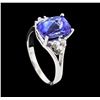 Image 4 : 3.40 ctw Tanzanite and Diamond Ring - 14KT White Gold