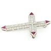 Image 4 : Platinum 1.56 ctw Round Baguette Diamond & Trillion Ruby Cross Pendant Pin Brooc