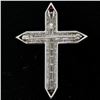 Image 5 : Platinum 1.56 ctw Round Baguette Diamond & Trillion Ruby Cross Pendant Pin Brooc