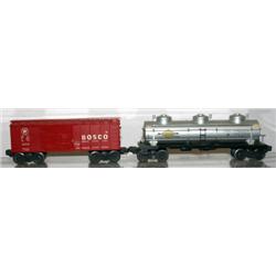 LIONEL O GAUGE BOSCO BOX CAR (RED), SUNOCO 3 DOME