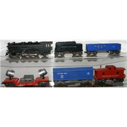 MARX 4-6-2 W/ SP TENDER & 4 FREIGHT CARS