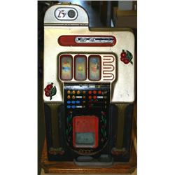 MILLS BURSTING CHERRY QUARTER SLOT MACHINE. 1940'