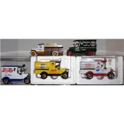5 ERTL BANK TRUCKS. 3 PEPSI, CATERPILLAR, HEINZ 5
