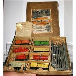 DORFAN O GAUGE FREIGHT SET. LOCO IS #52 HAS SOME 