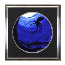 Wyland -"Octopus" Framed Original Watercolor Painting, Hand Signed with Certificate of Authenticity.