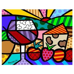 Romero Britto "Toast To Life" Hand Signed Limited Edition Giclee on Canvas; COA