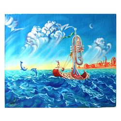 Eugene Poliarush- Original Oil on Canvas "DOLPHIN TRAINER"