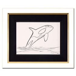 Wyland, "Orca" Framed Original Sketch, Hand Signed with Certificate of Authenticity.