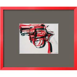 Andy Warhol  Gun, c.1981-82 (black and red on white)  Custom Framed Offset Lithograph