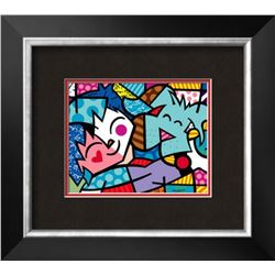 Romero Britto  Best Friends  Custom Framed Offset Lithograph