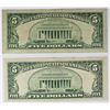 Image 2 : (2) $5.00 NOTES