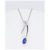 Image 1 : 14KT White Gold Tanzanite and Diamond Pendant with Chain