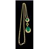 Image 7 : 14KT Yellow Gold Emerald Pendant with Chain