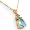 Image 1 : Plated 18KT Yellow Gold 4.29ctw Blue Topaz and Diamond Pendant with Chain
