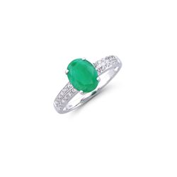 14KT White Gold 1.25ct Emerald and Diamond Ring