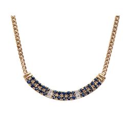 Plated 18KT Yellow Gold 6.18ctw Black Sapphire and Diamond Pendant with Chain