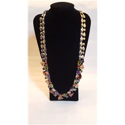 Plated 14KT White Gold Ladies Mixed Gemstone Necklace