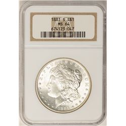 1881-S $1 Morgan Silver Dollar Coin NGC MS64